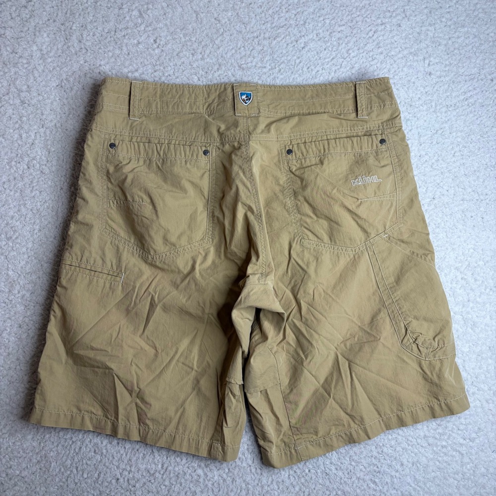 Kuhl Renegade Mens 36 Paratrooper Cargo Shorts Tan Cotton Nylon Hiking Utility